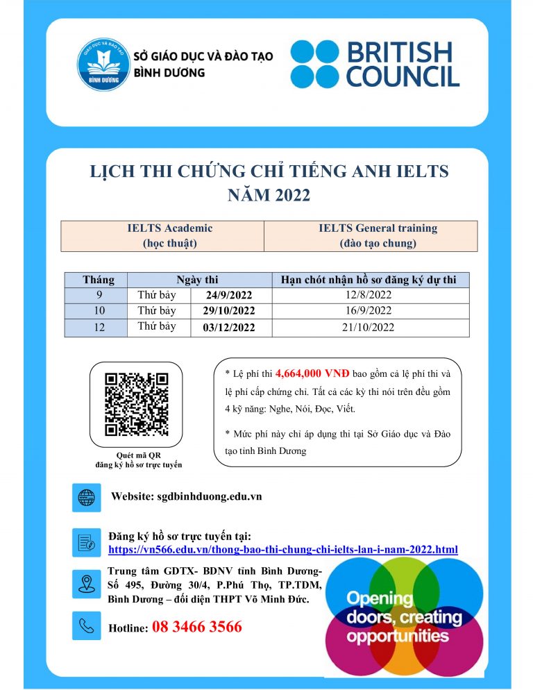 Lịch thi chứng chỉ tiếng Anh IELTS năm 2022