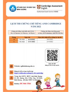 Lịch thi chứng chỉ tiếng Anh Cambridge năm 2022